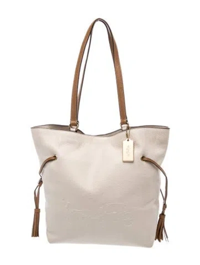 Pre-owned Coach Leather Tote In Neutrals