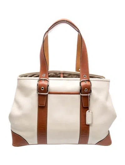 Pre-owned Coach Leather Tote In Neutrals
