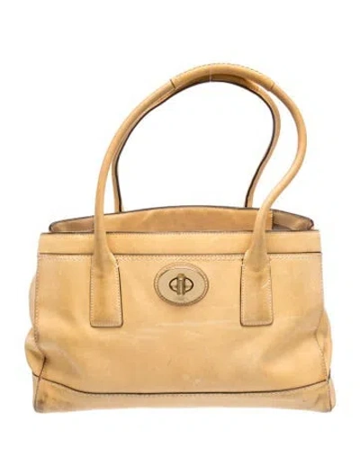 Pre-owned Coach Leather Tote In Neutrals