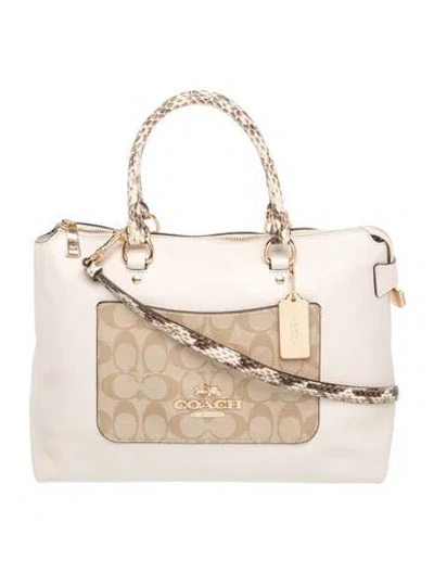 Pre-owned Coach Leather Tote In Neutrals