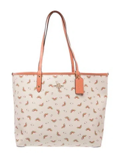 Pre-owned Coach Leather Tote In Neutrals