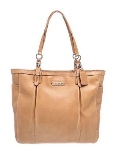 Pre-owned Coach Leather Tote In Neutrals