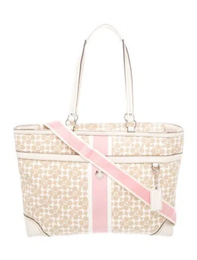 Pre-owned Coach Leather Tote In Neutrals