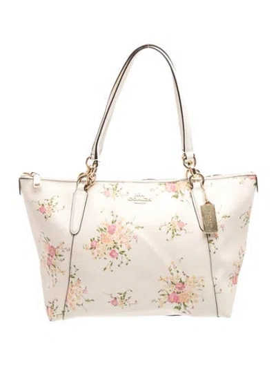 Pre-owned Coach Leather Tote In Neutrals