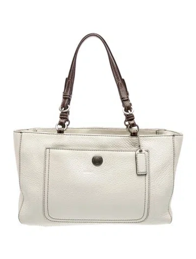 Pre-owned Coach Leather Tote In Neutrals