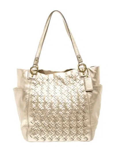 Pre-owned Coach Leather Tote In Neutrals