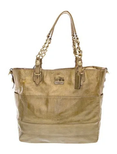 Pre-owned Coach Leather Tote In Neutrals