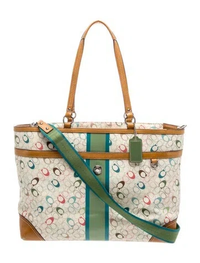 Pre-owned Coach Leather Tote In Neutrals