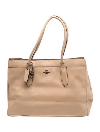 Pre-owned Coach Leather Tote In Neutrals