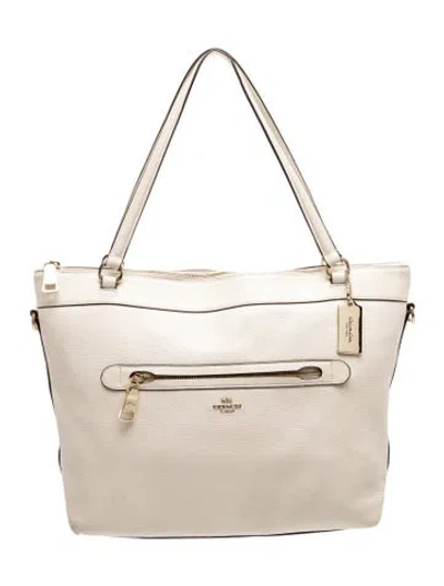 Pre-owned Coach Leather Tote In Neutrals