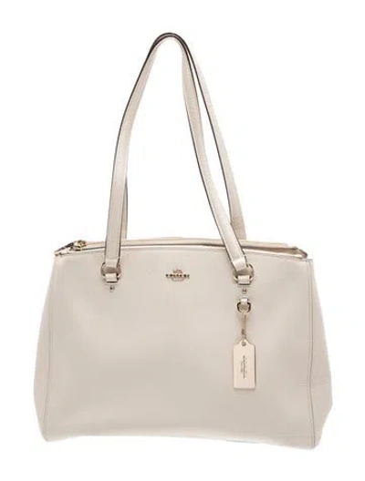 Pre-owned Coach Leather Tote In Neutrals