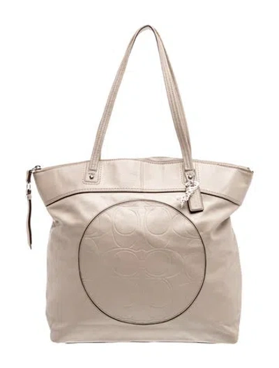 Pre-owned Coach Leather Tote In Neutrals