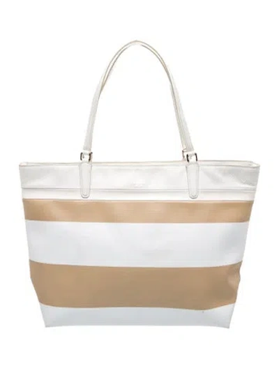 Pre-owned Coach Leather Tote In Neutrals/white