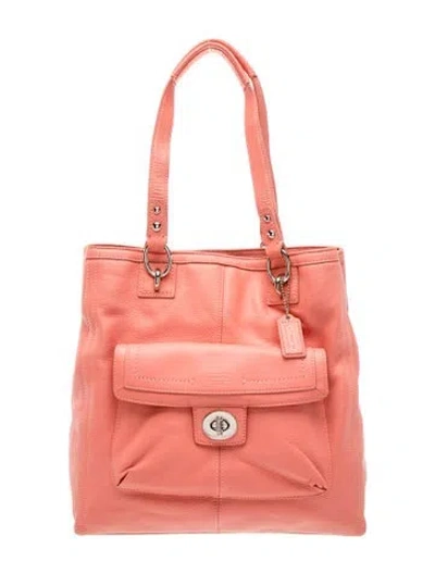 Pre-owned Coach Leather Tote In Orange/pink