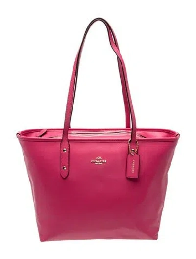 Pre-owned Coach Leather Tote In Pink