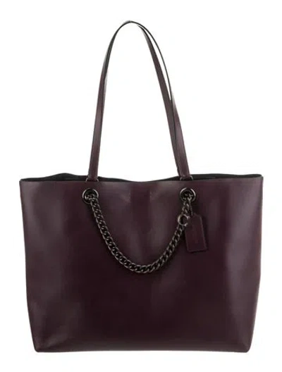 Pre-owned Coach Leather Tote In Purple