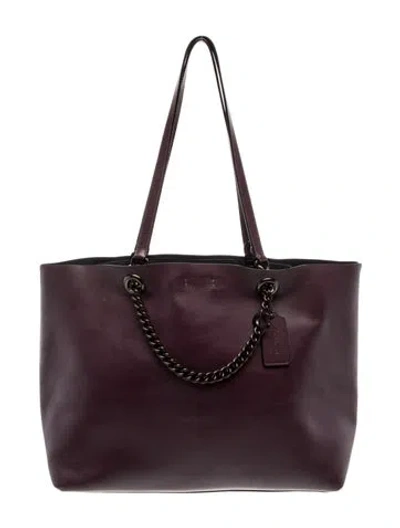 Pre-owned Coach Leather Tote In Purple