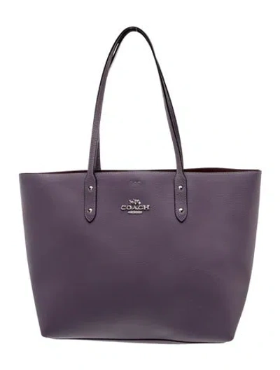 Pre-owned Coach Leather Tote In Purple