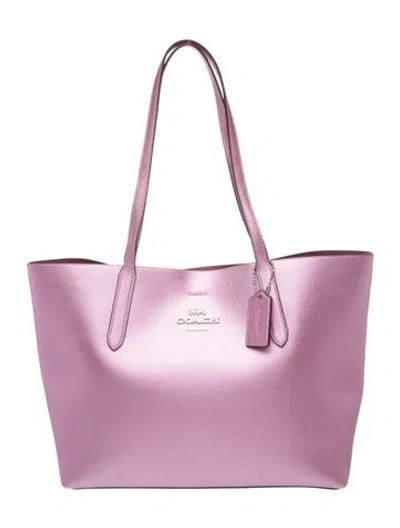 Pre-owned Coach Leather Tote In Purple