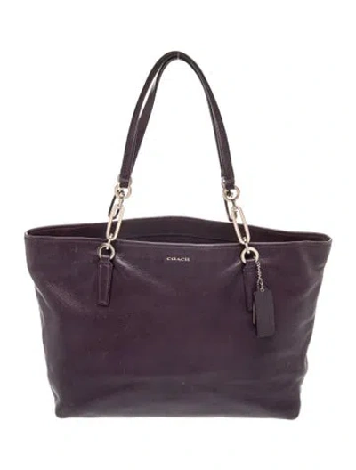 Pre-owned Coach Leather Tote In Purple