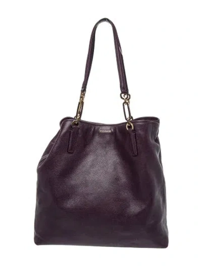 Pre-owned Coach Leather Tote In Purple