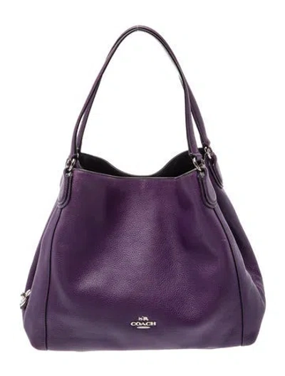 Pre-owned Coach Leather Tote In Purple