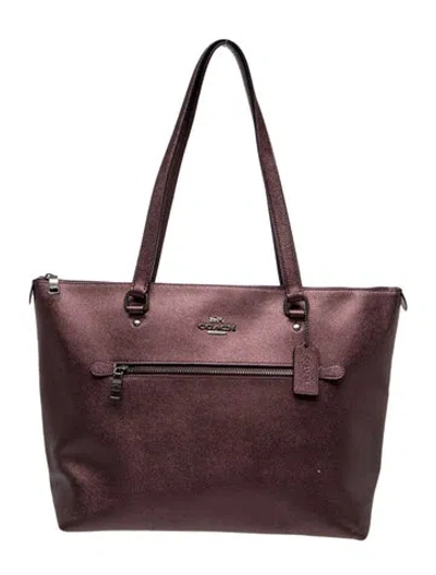 Pre-owned Coach Leather Tote In Purple