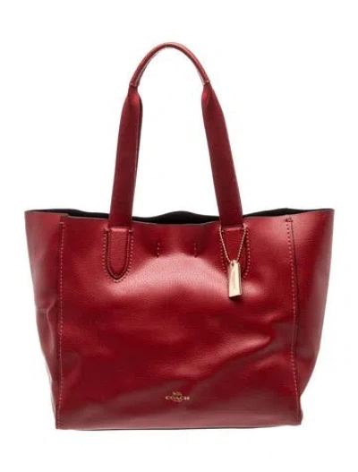 Pre-owned Coach Leather Tote In Red