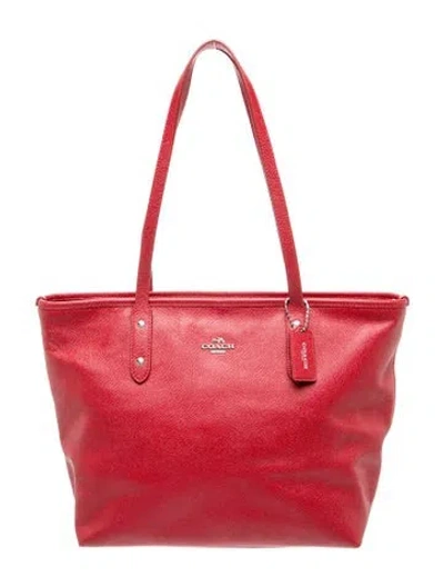 Pre-owned Coach Leather Tote In Red