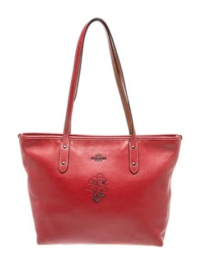 Pre-owned Coach Leather Tote In Red