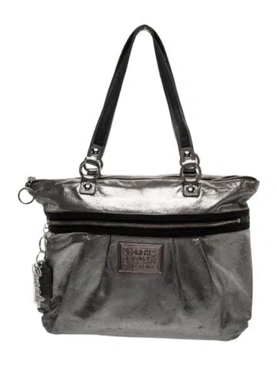 Pre-owned Coach Leather Tote In Silver
