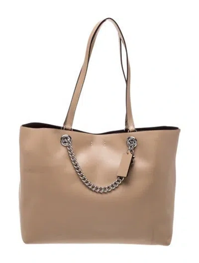 Pre-owned Coach Leather Tote W/ Tags In Neutral