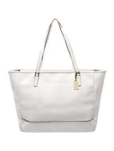 Pre-owned Coach Leather Tote In White