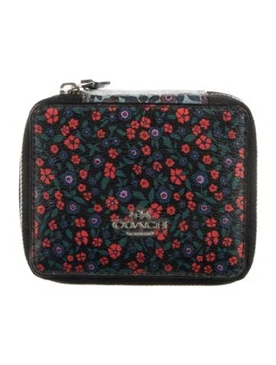 Pre-owned Coach Leather Traveling Jewelry Case In Black