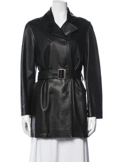 Pre-owned Coach Leather Trench Coat In Black