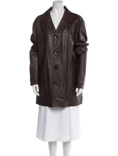Pre-owned Coach Leather Trench Coat In Brown