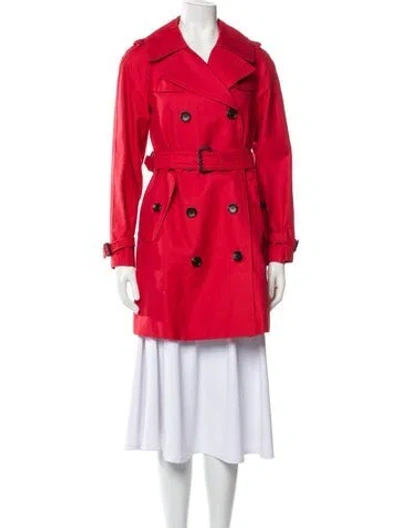 Pre-owned Coach Leather Trench Coat In Red
