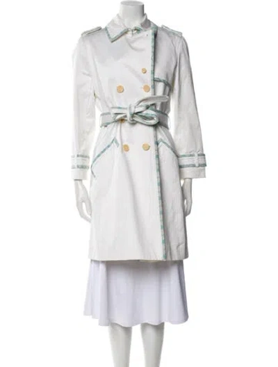 Pre-owned Coach Leather Trench Coat In White