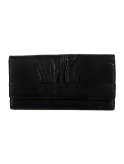 Pre-owned Coach Leather Trifold Wallet In Black