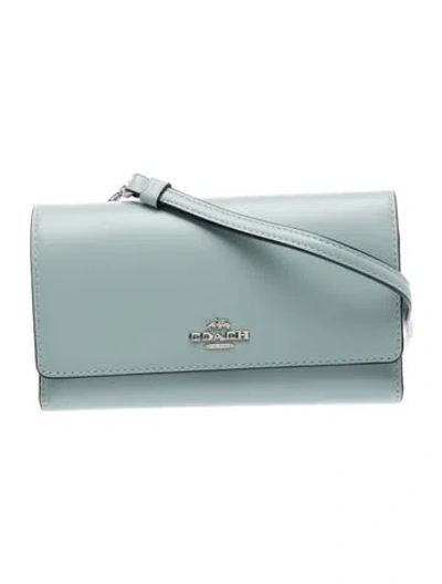 Pre-owned Coach Leather Trifold Wallet In Blue