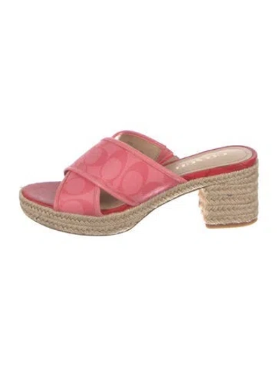 Pre-owned Coach Leather Trim Embellishment Espadrilles In Pink