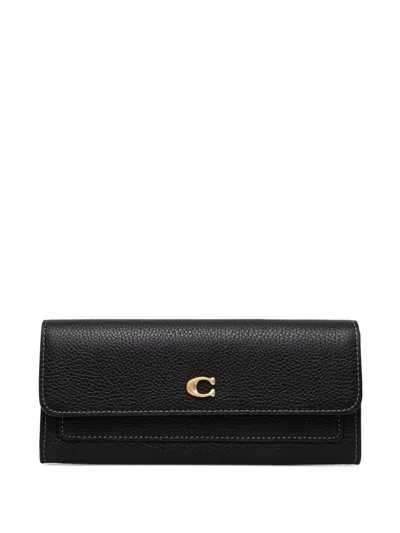Coach Leather Wallet In Black