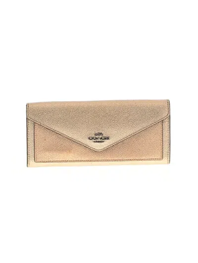 Pre-owned Coach Leather Wallet In Gold
