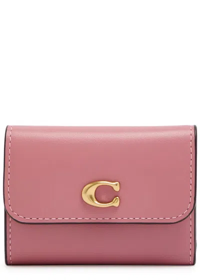 Coach Leather Wallet In Pink