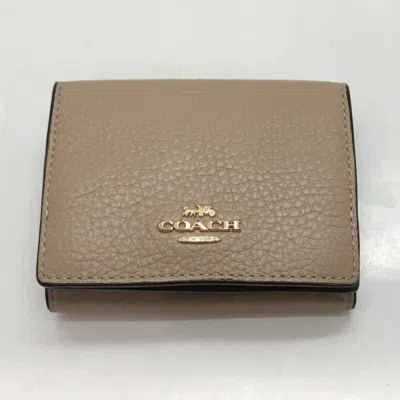 Pre-owned Coach Leather Wallet (tri-fold) () In Sand