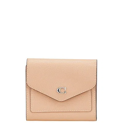 Pre-owned Coach Leather Wallet (tri-fold) () In Sand