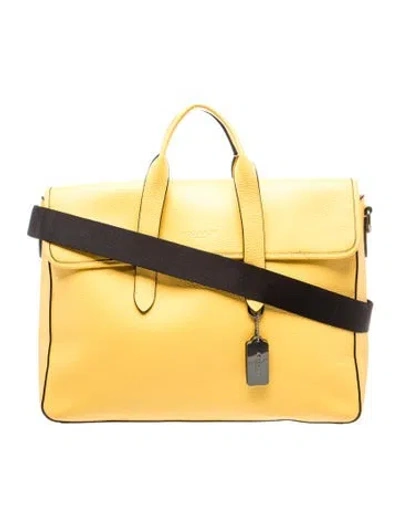 Pre-owned Coach Leather Weekender Bag In Yellow