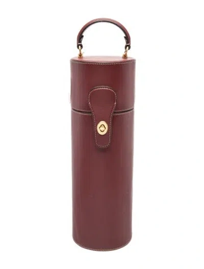 Pre-owned Coach Leather Wine Bottle Case Mini In Burgundy