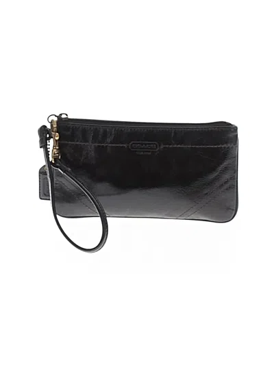 Pre-owned Coach Leather Wristlet In Black