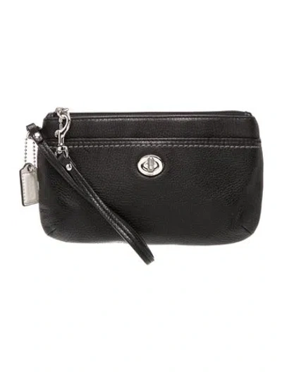 Pre-owned Coach Leather Wristlet In Black